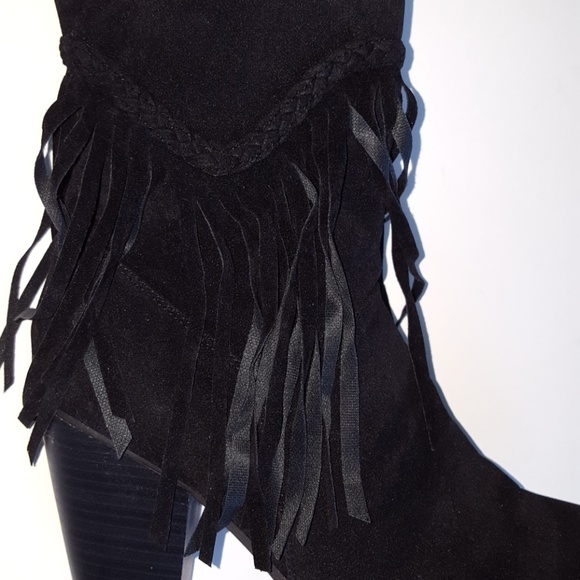 πHPπ Breckelles Heather Fringe Black Booties 8.5 - Picture 2 of 8
